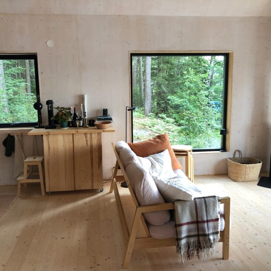 Lake cottage in the forest